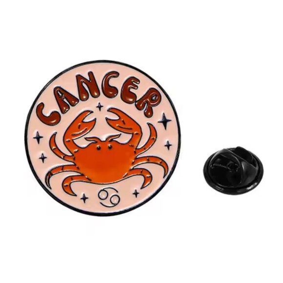 CANCER Zodiac Astrology Sign Metal & Enamel Pin - Picture 2 of 3